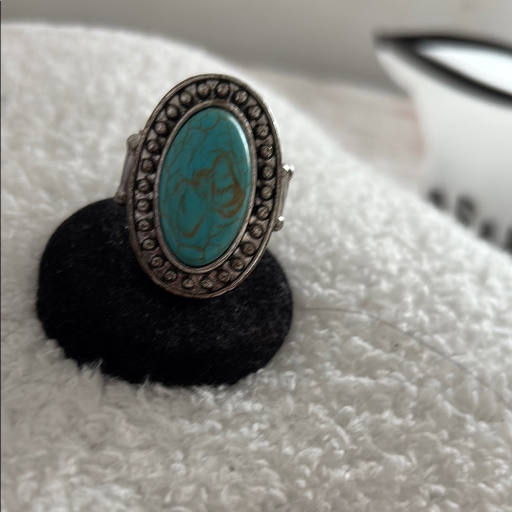 Turquoise and Silver Oval Ring